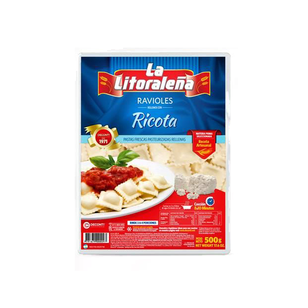 Ravioles de Ricota y Espinaca 500g "La Litoraleña"