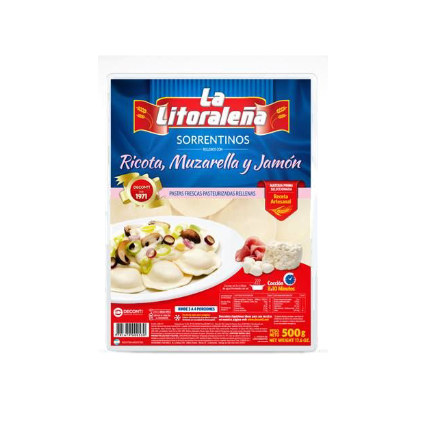 Sorrentinos Ricota Jamón y Muzzarella 500g "La Litoraleña"