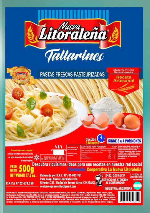 Tallarines &quot;La Litoraleña&quot; 500 grs