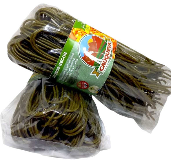 Fideos Maiz Amarillo y Espinaca &quot;Cauqueva&quot; x 300g