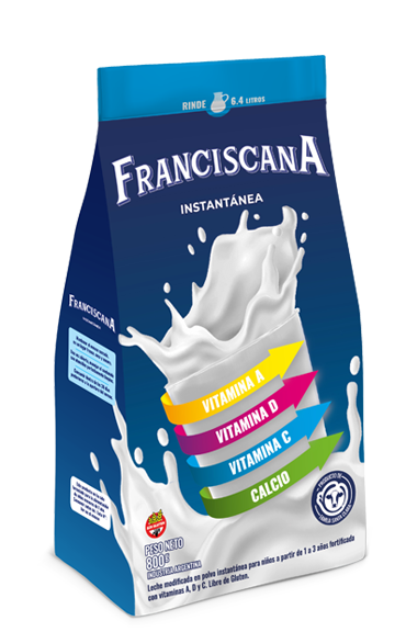 Leche en Polvo Fortificada Franciscana &quot;Santa Clara&quot; 800 grs.