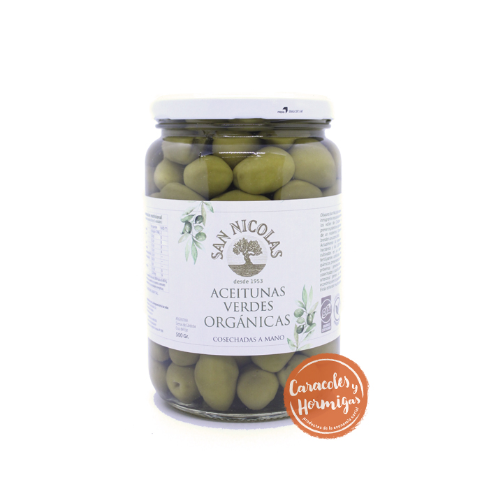 Aceitunas Verdes DESCAROZADAS orgánicas "San Nicolas" 250g