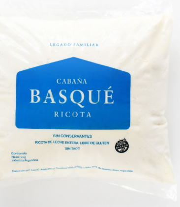 Ricota fraccionada 500g "Cabaña Basqué"
