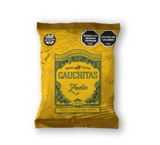Papas Fritas hechas en aceite de oliva extra virgen con sal marina "Gauchitas" 80 grs